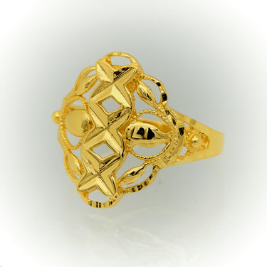 Anillo de Muje de Oro 10k, para Mujer Estilo de Hojas Caladas